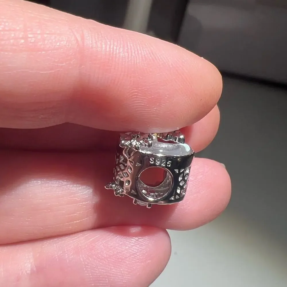 Silver Opalescent Moon Charm
